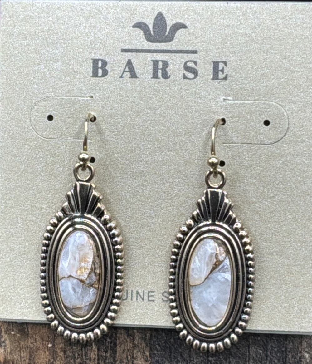 Barse Thrive Portrait Earrings- Bronzed Calcite- Bronze-NWT